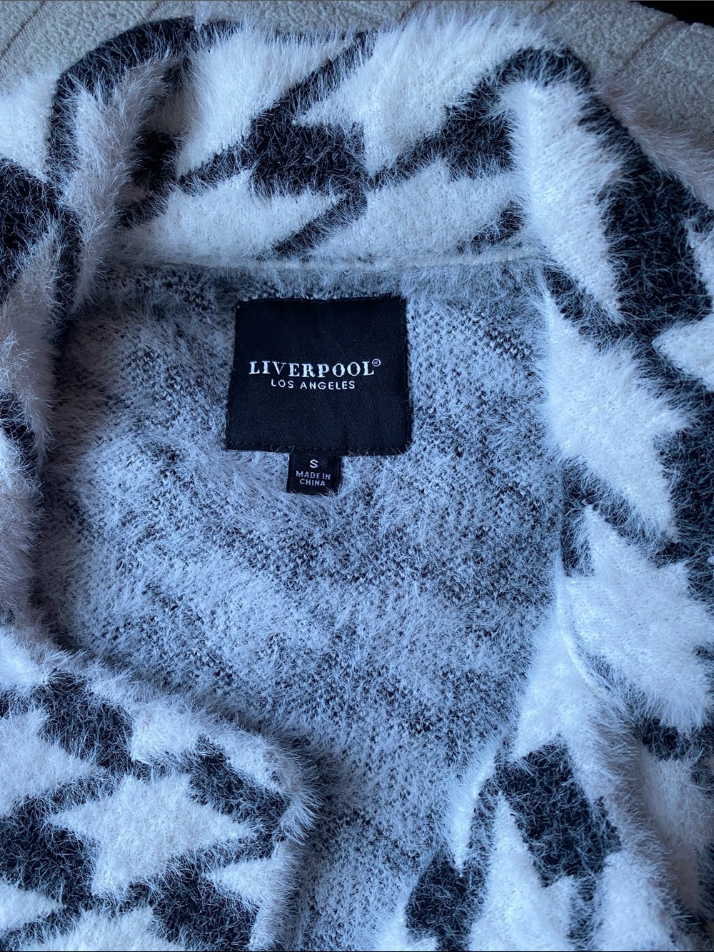 Liverpool Black & White Houndstooth Teddy Jacket Size Small - Picture 2 of 5